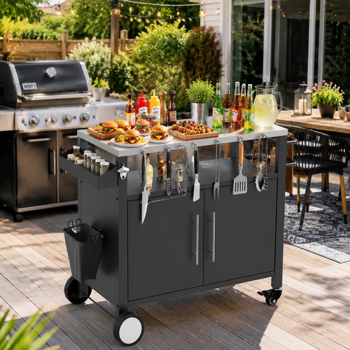 Outdoor grill cart bbq prep - cart,