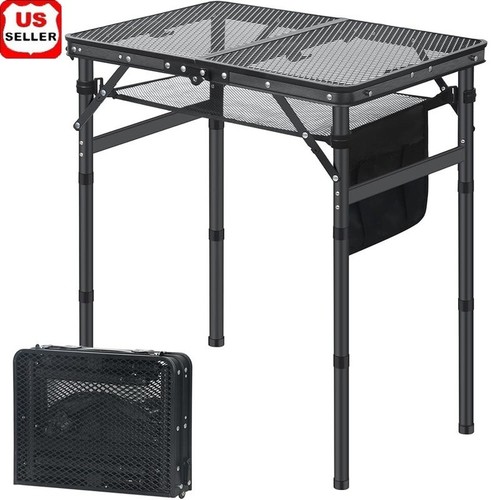 Folding adjustable grill table - adjustable,